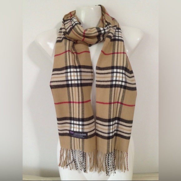 Accessories - Cashmere Feel New England Plaid Scarf - 100% Acrylic - Super Soft - Camel